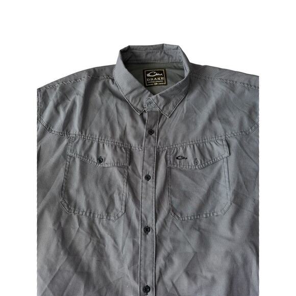 Drake Clothing Men’s Gingham Check Shirt 2XL Long Sleeve Outdoor Button Up Gray - Picture 3 of 9
